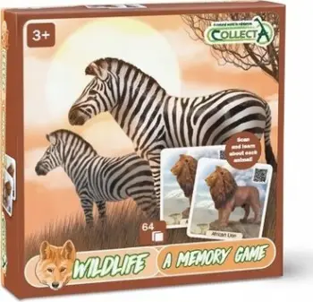 Loja memorie Collecta Memory of Wild Animals, 32 pjesë, edukative, shumëngjyrëshe