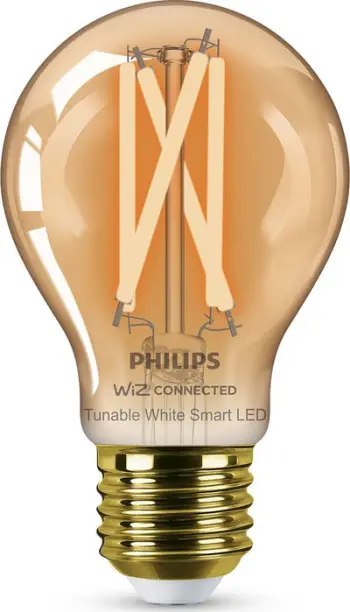 Llambë e zgjuar Philips Wiz E27 A60, LED 50W, dritë e bardhë e ftohtë dhe e ngrohtë, e artë