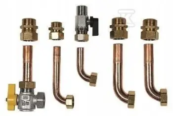 Grup lidhës dyshemeje për kaldajë Immergas Victrix 24 TT Exa 28 32, set tubacionesh, metal bakri, ngjyrë bronzi