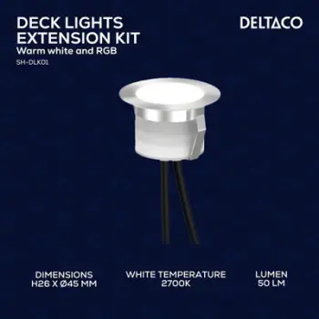 Reflektorë tarrace Deltaco Smart Home SH-DLK01, RGB, 50 lm, të bardhë