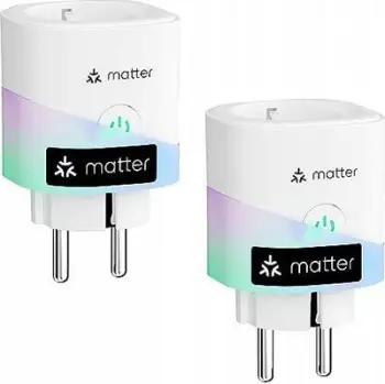 Prizë inteligjente Meross Smart Wi-Fi Plug Matter, matës energjie, set 2 copë, e bardhë