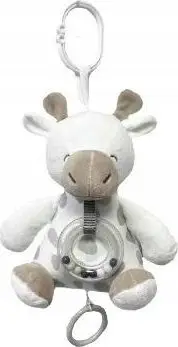 Lodër muzikore pelushi xhirafë Baby, 18cm, me varëse, gri e bardhë