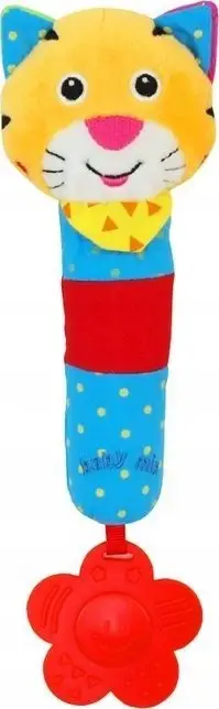 Lodër prej pelushi Baby Mix Tigrush, zile dhe fishkëllimë, me kafshues, shumëngjyrëshe