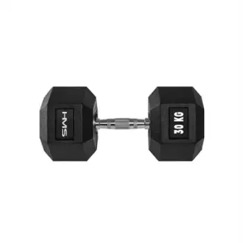 Shtangë dore HMS HEX PRO, 30kg, çelik me veshje gome, e zezë