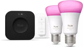 Set ndriçimi inteligjent Philips Hue White and Color, 2x llambë LED E27 8.1W 1100lm, Hue Bridge Pro, i bardhë