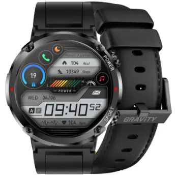Orë inteligjente Gravity GT21-3, monitorim i rrahjeve të zemrës, rrip silikoni, e zezë