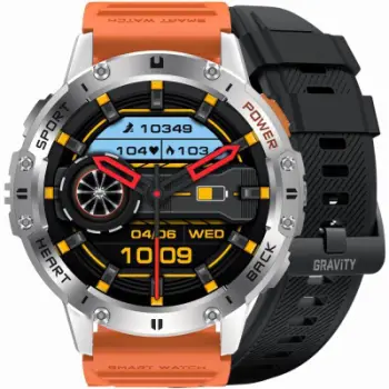Smartwatch Gravity GT22-4, ekran me ngjyra, rezistent ndaj ujit, portokalli e zezë