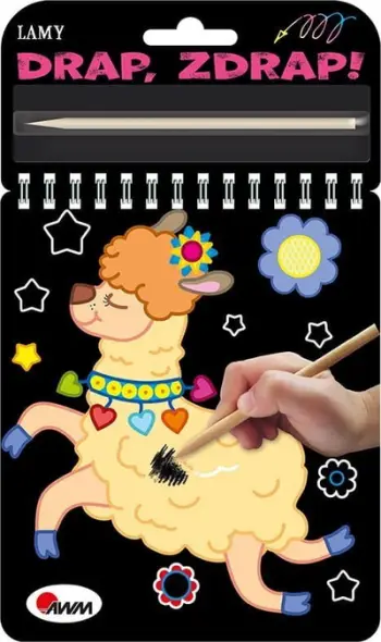 Libër kreativ me gërvishtje Llamas Drap Scratch, për fëmijë, shumëngjyrësh