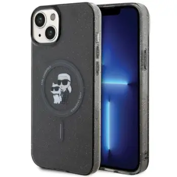 Futrollë për telefon Karl Lagerfeld KLHMP15SHGKCNOK, për iPhone 15 6.1", MagSafe, e zezë me glitter