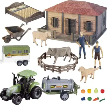 Set loje fermë Maksik Farm Set, shtëpi fermeri, 5 figurina, shumëngjyrësh
