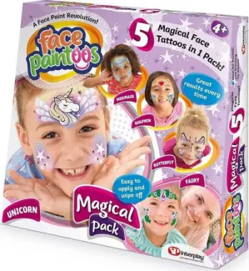 Set tatuazhesh për fytyrë Face Paintoos Magical Pack, 5 copë, shumëngjyrëshe