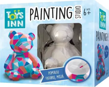 Set pikturimi Stnux Figures Bear, figurë arushi gipsi, bojëra dhe furçë, shumëngjyrësh