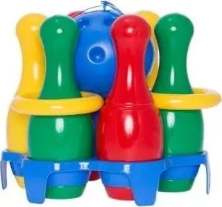 Set bowlingu Hemar Family Bowling Game, 6 korona, me top dhe disqe ringo, shumëngjyrësh