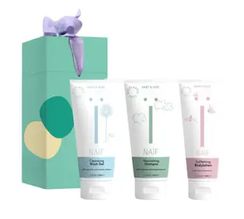 Set kujdesi për foshnje NAÏF Baby and Kids, xhel pastrues 100 ml + shampo 100 ml + losion trupi 75 ml