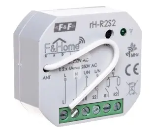Modul rele dy kanalësh F&F rH-R2S2, 2 hyrje kontakti, kontroll radio
