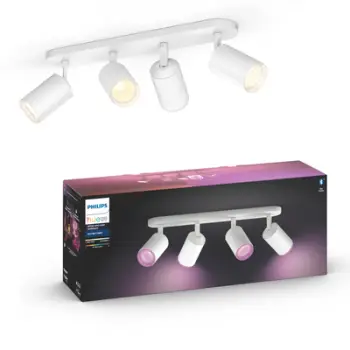 Llambadar me spot LED Philips Hue Fugato, 4xGU10, White and Color Ambiance, me Bluetooth, i bardhë