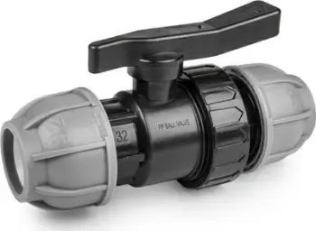 Valvul për tuba PE Bradas PN10 V32, 32mm, plastike, e zezë