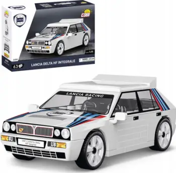 Set ndërtimi Cobi Lancia Delta HF Integrale, 63 pjesë, shkalla 1:35, i bardhë shumëngjyrësh