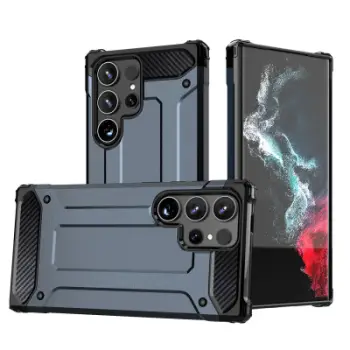 Futrollë telefoni Hurtel Hybrid Armor për Samsung Galaxy S25 Ultra, mbrojtëse hibride, rezistente ndaj goditjeve, blu