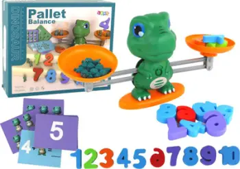 Lojë edukative me dinozaur peshore, operacione matematikore, shumëngjyrëshe