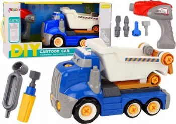 Lodër kamion ndërtimi DIY Lodran, me vegla montimi, për fëmijë 3+, blu