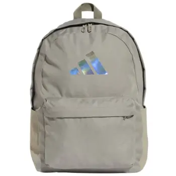 Çantë shpine Adidas Classic Graphic JJ1147, ndarje për laptop, xhep frontal me zinxhir, gri