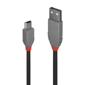 Kabllo USB Lindy USB A në mini USB, 5 m, gri