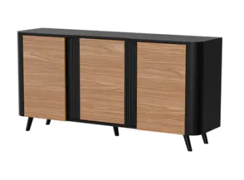 Kredencë Cama VOLARE, 151 x 39 x 75 cm, sistem PUSH TO OPEN, e zezë arre