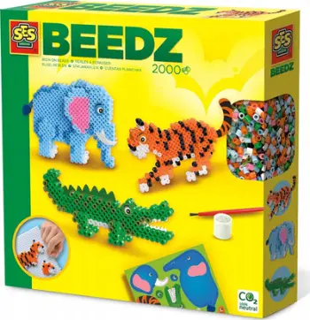 Set kreativ SES Creative Iron on Beads Safari Animals, rruaza hekur-ngjitëse, 3D, shumëngjyrëshe
