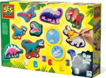 Set kreativ SES Creative Dino Fantasy 1292, derdhje dhe pikturim, bojë fosforeshente