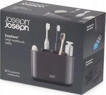 Organizues furçash dhëmbësh Joseph Joseph Easystore Matte Large, me ndarje, i zi mat