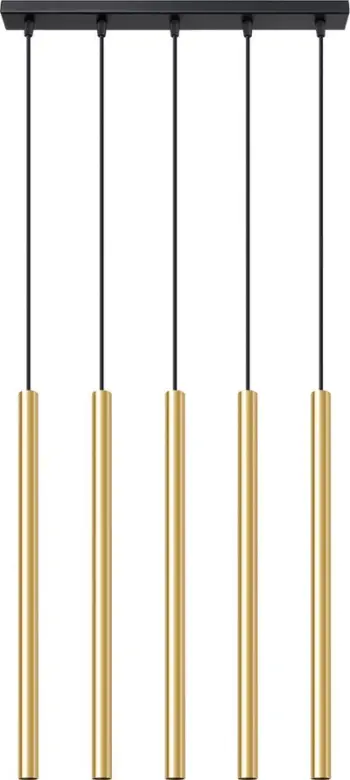 Llambë varëse Sollux Lighting Pastelo 5L, 5 tuba, moderne, e zezë me ari