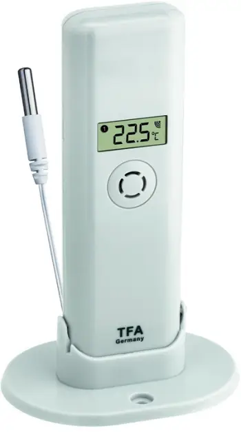 Sensor termo higro TFA Weatherhub 31.4013.02, me kabllo temperature, ekran dixhital, i bardhë