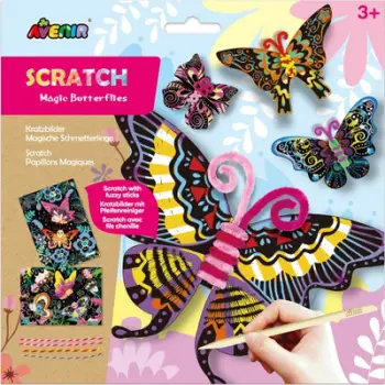 Set kreativ gërvishtjeje Russell CH211787 Scratch Art Butterflies, për fëmijë, shumëngjyrësh