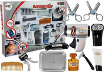 Set lodër parukerie për fëmijë Leantoys, me aksesorë berberi, shumëngjyrësh