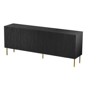 Komodë Cama Meble Jungle, 190x40.5x74.5 cm, mat, e zezë me këmbë të arta