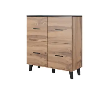 Kredencë Cama LOTTA 110 4D, 118 cm, lis wotan, e zezë mat