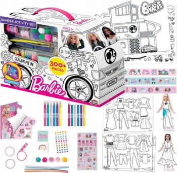 Set aktiviteti kreativ Barbie Bumper Activity Set, mbi 300 pjesë, me kukulla dhe aksesorë, shumëngjyrësh