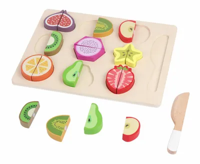Set lodër druri për prerje frutash, edukativ, shumëngjyrësh - 1