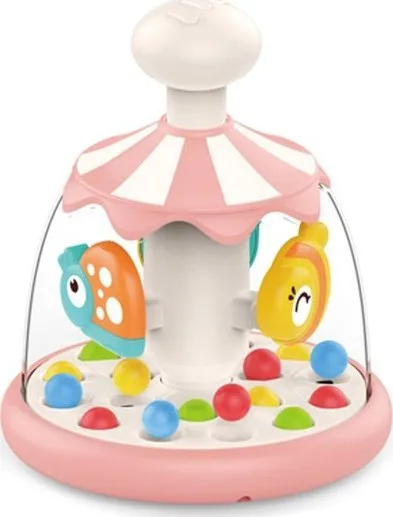 Lodër karusel WOOPIE BABY Colorful Animals, me topa rrotullues, për foshnje 6m+, rozë - 1