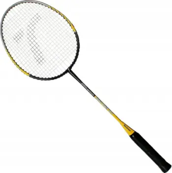 Raketë badminton Techman 3011, e lehtë, me fije të shtrënguara, e zezë e verdhë