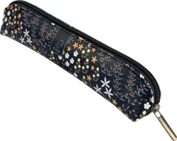 Penar Bee-bee Mini Pencil Case Olive Flowers, 19 x 4 x 3.5 cm, lëkurë sintetike, me lule, ngjyrë ulliri