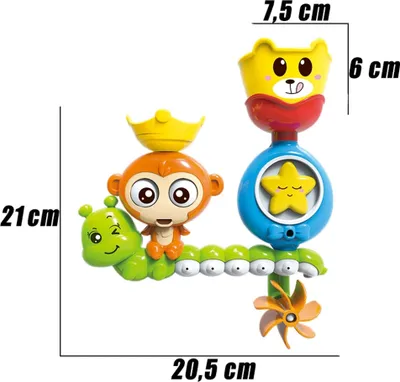 Lodër banjoje Woopie 5‑in‑1, lodër uji me gotë, me kupa vakumi, shumëngjyrëshe - 3
