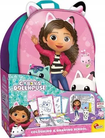 Set kreativ Lisciani Gabbys Dollhouse Colouring and Drawing Backpack 106288, çantë shpine vizatimi, për ngjyrosje