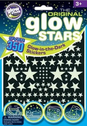 Ngjitëse fosforeshente Brainstorm Limited The Original Glowstars, 350 copë, për mur dhe tavan, shumëngjyrëshe