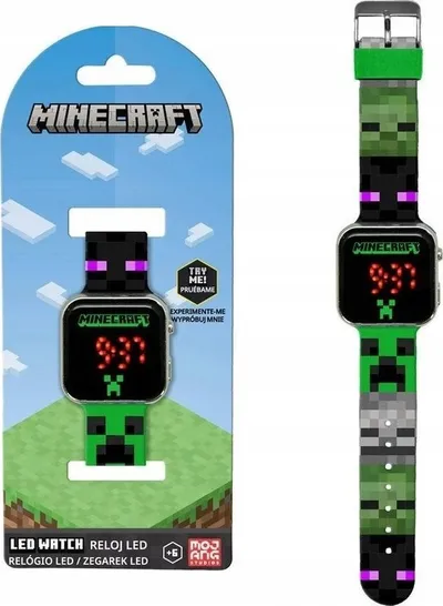 Orë dore Minecraft MIN4165, LED, me kalendar, shumëngjyrëshe - 4