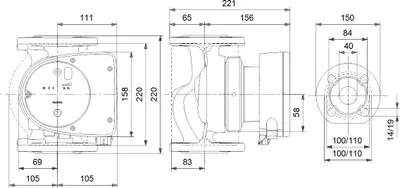 Pompë qarkulluese Grundfos Magna1 40-60F, 220V, për ngrohje dhe ftohje, e zezë - 4