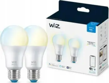 Llambë smart WiZ LED E27 A60, 8W 806lm, 2700-6500K, paketë 2 copë