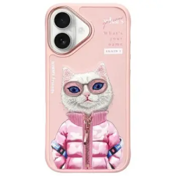 Futera telefoni Nimmy Cool &amp; Cute 2.0 Cat për iPhone 16 6.1", TPU PC, rozë