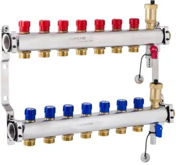 Manifold çeliku inox Valtec PHA-129A/1, set shpërndarës ngrohjeje dhe uji